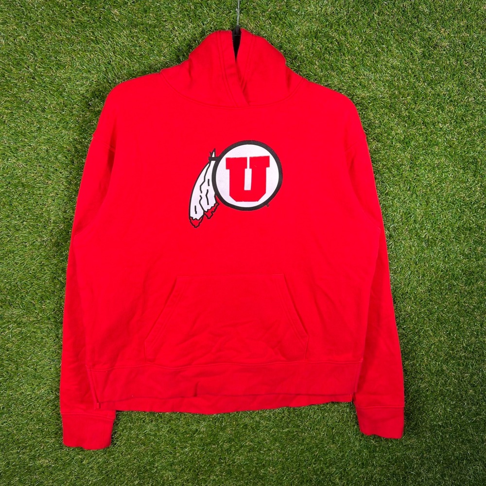 Under Armour Utah Utes Hoodie Mens Medium Red Drum‎ Feather Logo Loose Fit